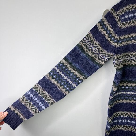 Vintage Club Room by Charter Club Blue 100% Lambswool Fair Isle Sweater Men's L - Picture 5 of 12
